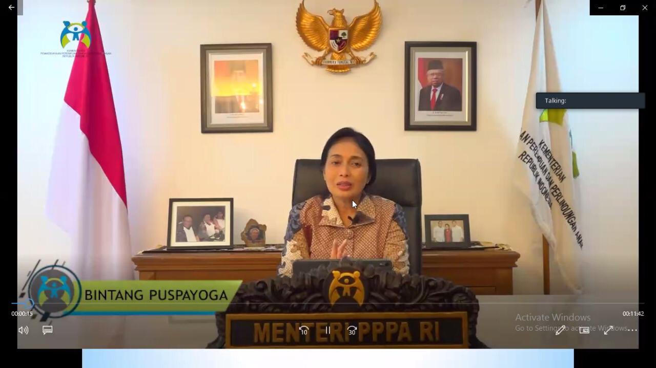 Keynote Speech dari Menteri KPPA, I Gusti Ayu Bintang Darmawati, S.E, M.Si,